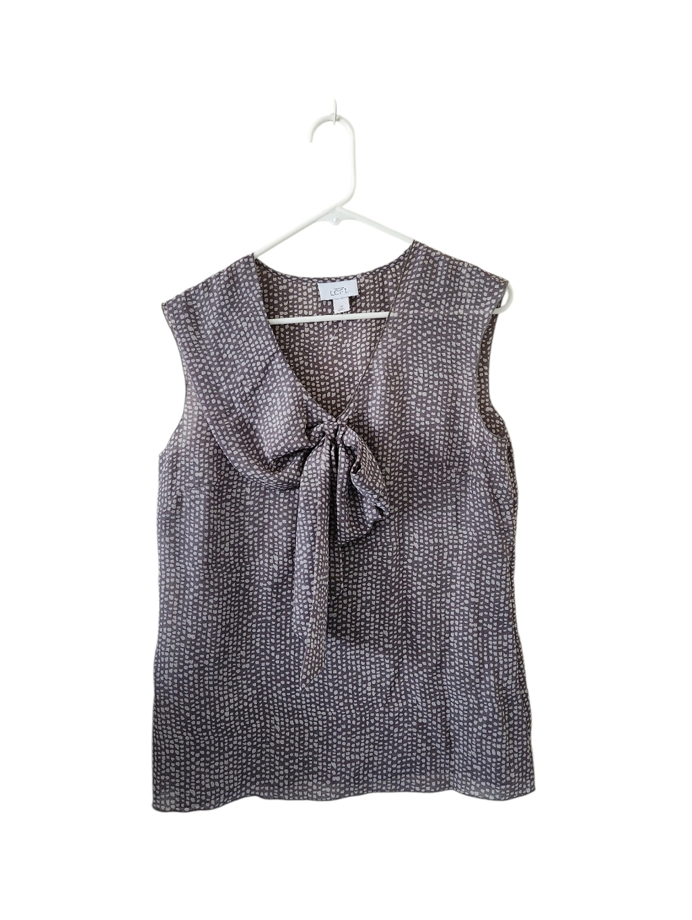 Loft Geo Print V Neck Bow Blouse